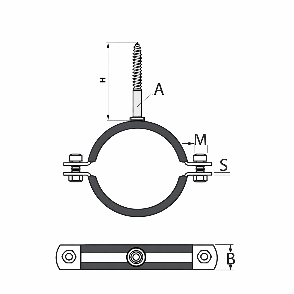 Paslanmaz trifonlu lastikli kelepçe teknik çizim
